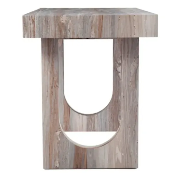 Office Furniture-Kirkland's Home Cream Wood Faux Marble Desk