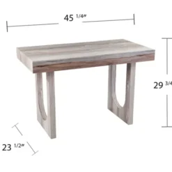 Office Furniture-Kirkland's Home Cream Wood Faux Marble Desk