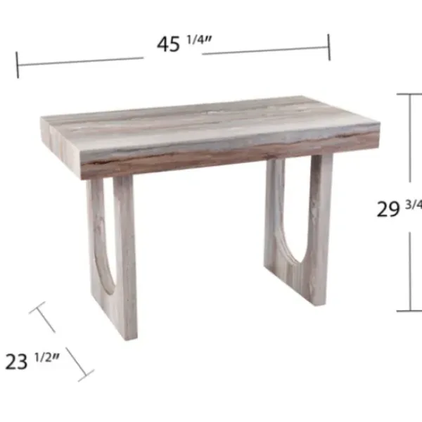 Office Furniture-Kirkland's Home Cream Wood Faux Marble Desk