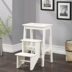Bar Stools & Counter Height Stools-Kirkland's Home Cream Wooden 3-Level Step Stool Ivory
