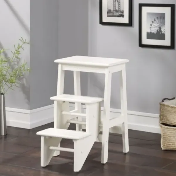 Bar Stools & Counter Height Stools-Kirkland's Home Cream Wooden 3-Level Step Stool Ivory