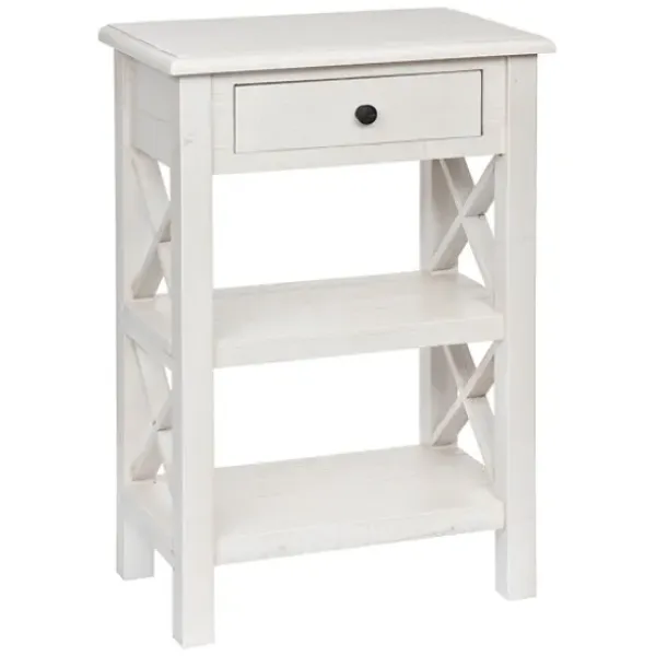 Accent & End Tables-Kirkland's Home Cream Wooden Plank Side Table Ivory