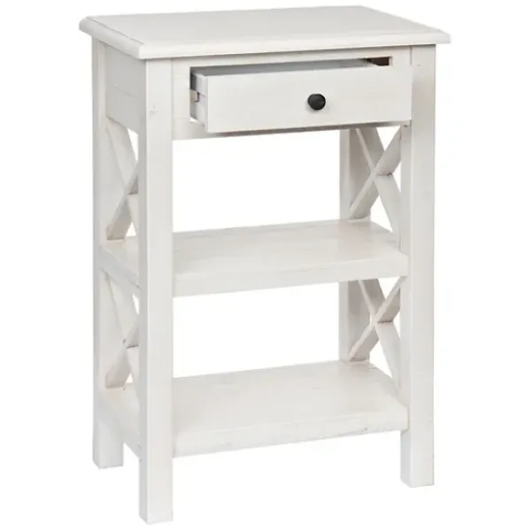Accent & End Tables-Kirkland's Home Cream Wooden Plank Side Table Ivory