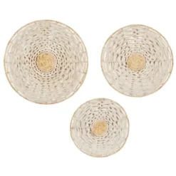 Wall Plaques-Kirkland's Home Cream Woven Dried Plant Wall Sculptures, Set Of 3 Ivory/Tan