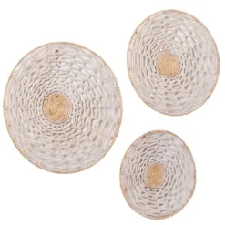 Wall Plaques-Kirkland's Home Cream Woven Dried Plant Wall Sculptures, Set Of 3 Ivory/Tan