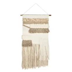 Wall Plaques-Kirkland's Home Cream Woven Layered Textured Macrame Wall Hanging Ivory
