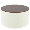 Benches & Ottomans-Kirkland's Home Cream Woven Wood Top Storage Ottoman Ivory