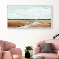 Framed Art-Kirkland's Home Creekside Landscape Framed Wall Art Brown/Blue/White