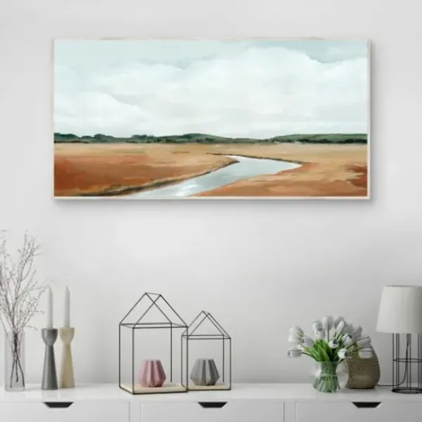 Framed Art-Kirkland's Home Creekside Landscape Framed Wall Art Brown/Blue/White