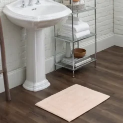 Bathroom Rugs-Kirkland's Home Creme Plush Reversible Cotton Bath Mat, 45 In. Ivory