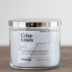 Candles-Kirkland's Home Crisp Linen 3-Wick Jar Candle Blue