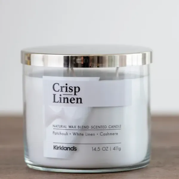 Candles-Kirkland's Home Crisp Linen 3-Wick Jar Candle Blue