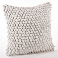 Pillows-Kirkland's Home Crochet Pom Pom Cotton Pillow White