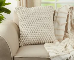 Pillows-Kirkland's Home Crochet Pom Pom Cotton Pillow White