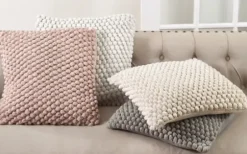 Pillows-Kirkland's Home Crochet Pom Pom Cotton Pillow Gray