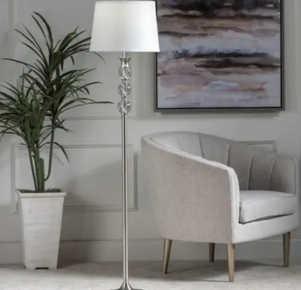 Floor Lamps-Kirkland's Home Crystal And Silver Metal Floor Lamp White