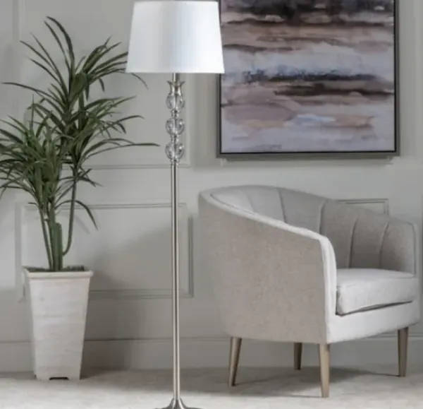 Floor Lamps-Kirkland's Home Crystal And Silver Metal Floor Lamp White