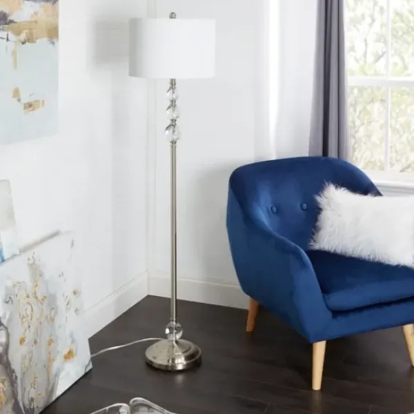 Floor Lamps-Kirkland's Home Crystal Orb Stacked Floor Lamp, 60 In. White