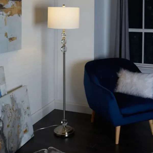 Floor Lamps-Kirkland's Home Crystal Orb Stacked Floor Lamp, 60 In. White