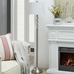 Floor Lamps-Kirkland's Home Crystal Spheres Brushed Nickel Floor Lamp White