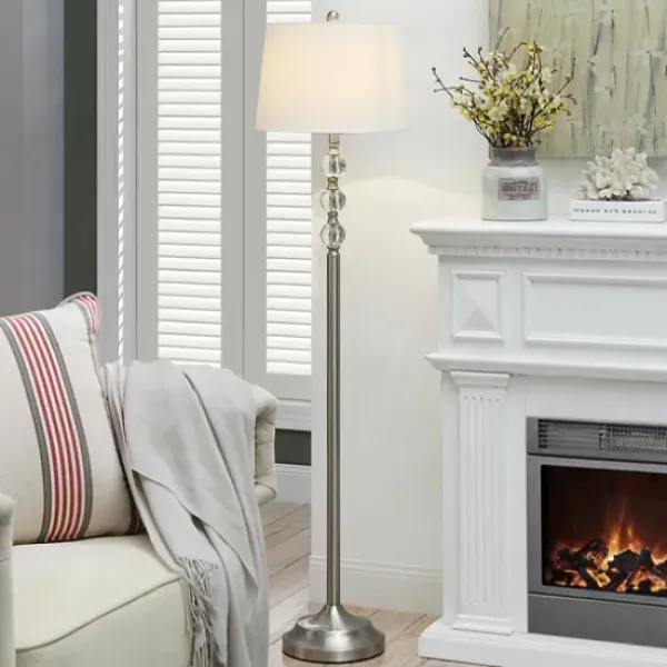 Floor Lamps-Kirkland's Home Crystal Spheres Brushed Nickel Floor Lamp White