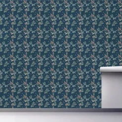 Wall Murals & Wall Decals-Kirkland's Home Curious Blue Floral Peel And Stick Wall Mural Blue/Multi