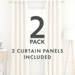 Curtains & Drapes-Kirkland's Home Curtain Panel Set With Overlay, 95 In. Gray