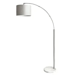 Floor Lamps-Kirkland's Home Curved Floor Lamp With Marble Base Silver