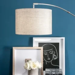 Floor Lamps-Kirkland's Home Curved Floor Lamp With Marble Base Silver
