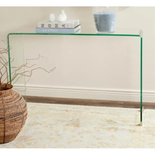 Console Tables-Kirkland's Home Curved Glass Console Table Clear