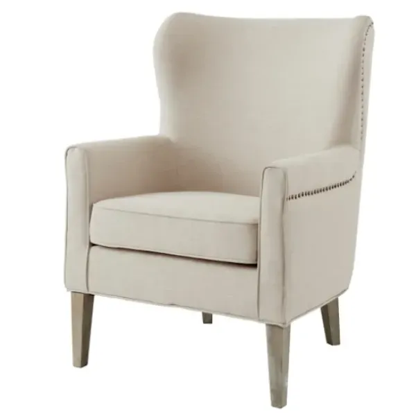 Accent Chairs-Kirkland's Home Curved Wingback Accent Chair Ivory