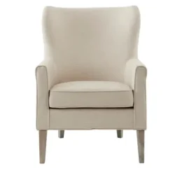 Accent Chairs-Kirkland's Home Curved Wingback Accent Chair Ivory