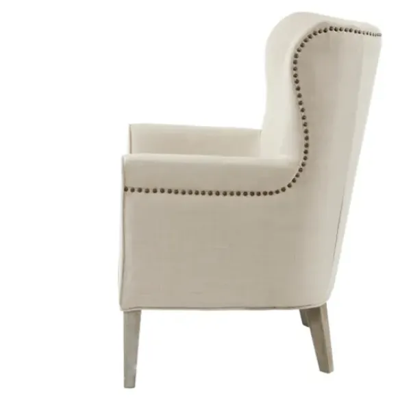 Accent Chairs-Kirkland's Home Curved Wingback Accent Chair Ivory