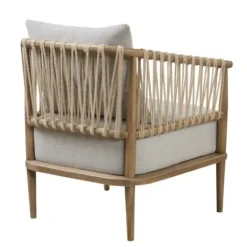 Accent Chairs-Kirkland's Home Curved Wood And Jute Rope Accent Chair Gray