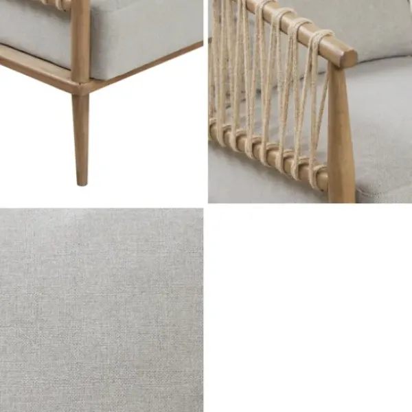 Accent Chairs-Kirkland's Home Curved Wood And Jute Rope Accent Chair Gray