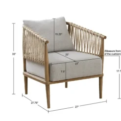 Accent Chairs-Kirkland's Home Curved Wood And Jute Rope Accent Chair Gray