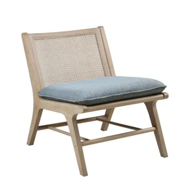 Accent Chairs-Kirkland's Home Cushion Ash Cane Back Accent Chair Blue