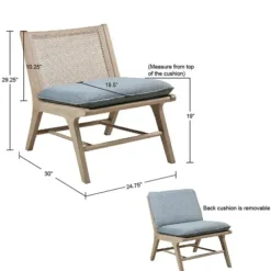 Accent Chairs-Kirkland's Home Cushion Ash Cane Back Accent Chair Blue