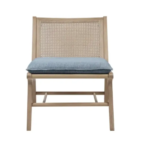 Accent Chairs-Kirkland's Home Cushion Ash Cane Back Accent Chair Blue