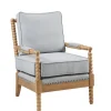 Accent Chairs-Kirkland's Home Cushion Beaded Wood Frame Accent Chair Blue