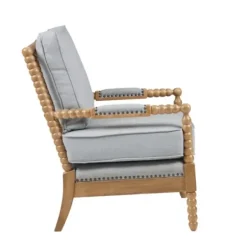 Accent Chairs-Kirkland's Home Cushion Beaded Wood Frame Accent Chair Blue
