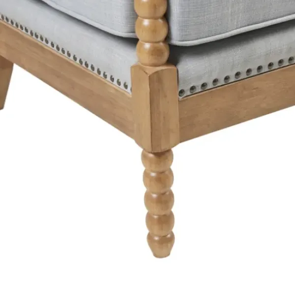 Accent Chairs-Kirkland's Home Cushion Beaded Wood Frame Accent Chair Blue