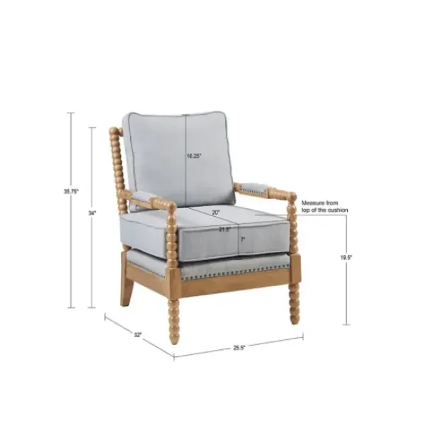 Accent Chairs-Kirkland's Home Cushion Beaded Wood Frame Accent Chair Blue