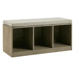 Benches & Ottomans-Kirkland's Home Cushioned Open Cubby Storage Bench Gray
