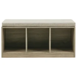 Benches & Ottomans-Kirkland's Home Cushioned Open Cubby Storage Bench Gray