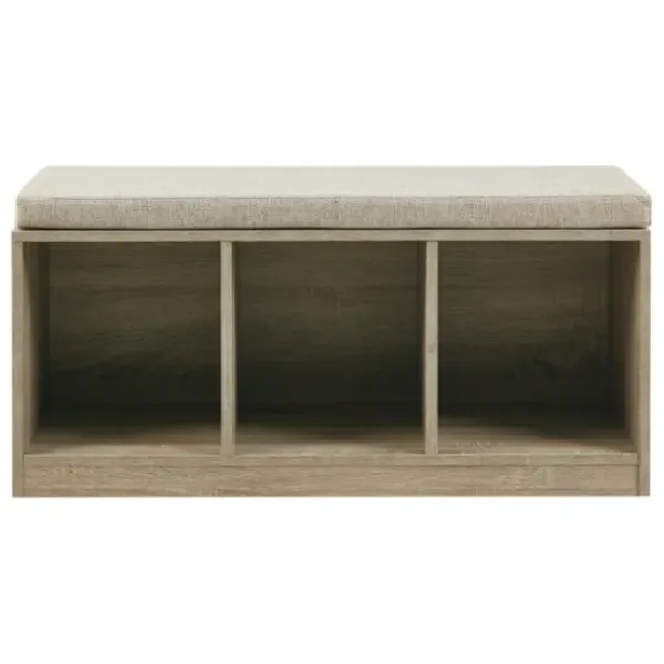 Benches & Ottomans-Kirkland's Home Cushioned Open Cubby Storage Bench Gray