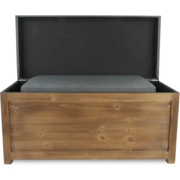 Benches & Ottomans-Kirkland's Home Cushioned Storage Benches, Set Of 2 Gray