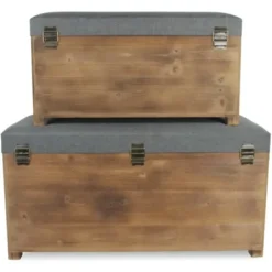 Benches & Ottomans-Kirkland's Home Cushioned Storage Benches, Set Of 2 Gray