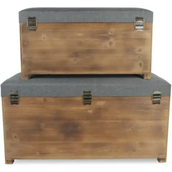 Benches & Ottomans-Kirkland's Home Cushioned Storage Benches, Set Of 2 Gray