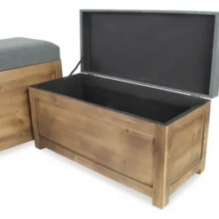 Benches & Ottomans-Kirkland's Home Cushioned Storage Benches, Set Of 2 Gray